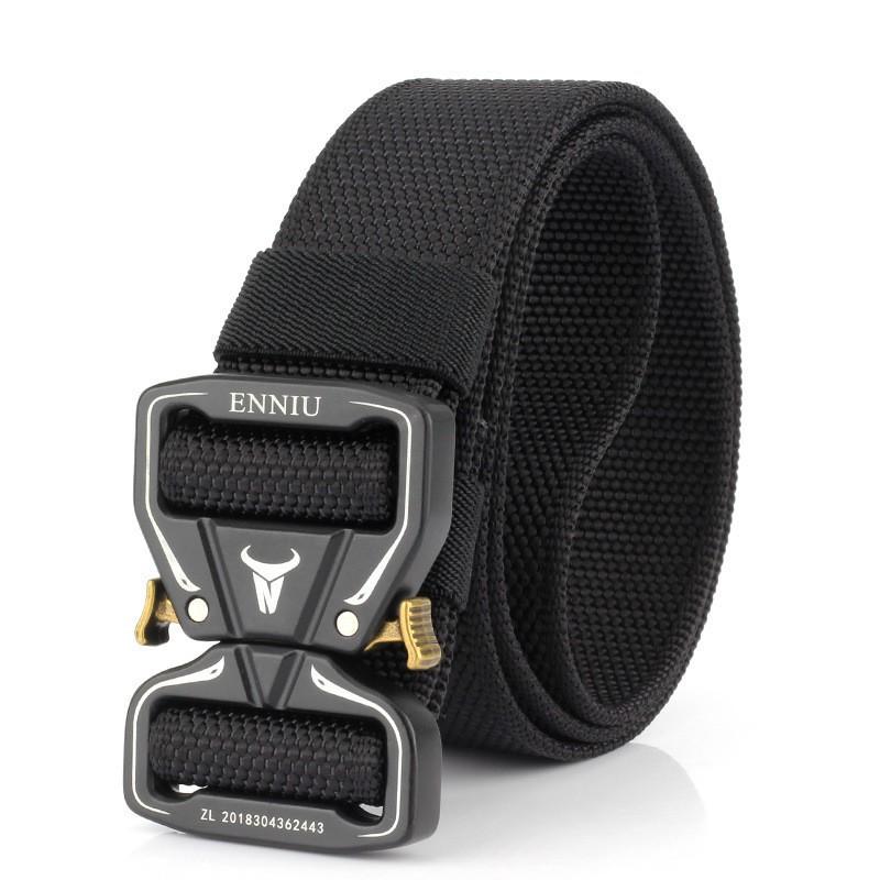 Two-way Cobra Buckle Nylon Waist Men Outdoor Student Training Quick-drying Canvas Belt Trend 125cm чёрный