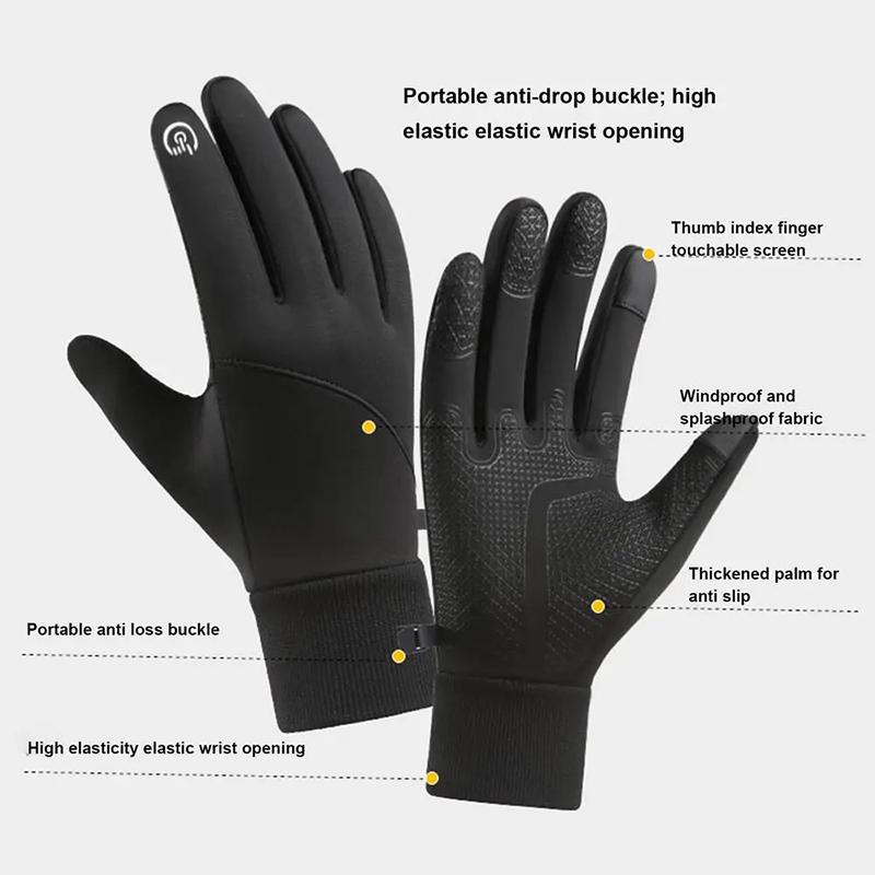 Cycling Waterproof Gloves for Unisex Winter Outdoor Sports Anti Slip Touch Screen Full Finger Gloves Thickened Warm for Outdoor