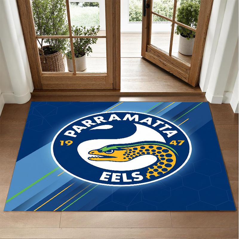 Parramatta Eels Design Crystal Velvet Rug Soft Decorative Mat for Bedroom Entrance