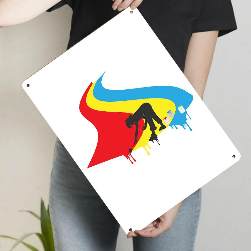 

Creative Handpainted Worker Colorful Wave Metal Wall Art Modern Home Decor Living Room Study Room Hanging Ornament 20x30cm（7.8x11.8inch）