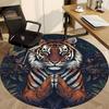 1pc Tiger Print Carpet, Round Non Slip Durable Large Size Office Carpet, Suitable for Office