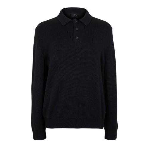Armani Exchange Mens Knitted Long-Sleeved Polo Shirt