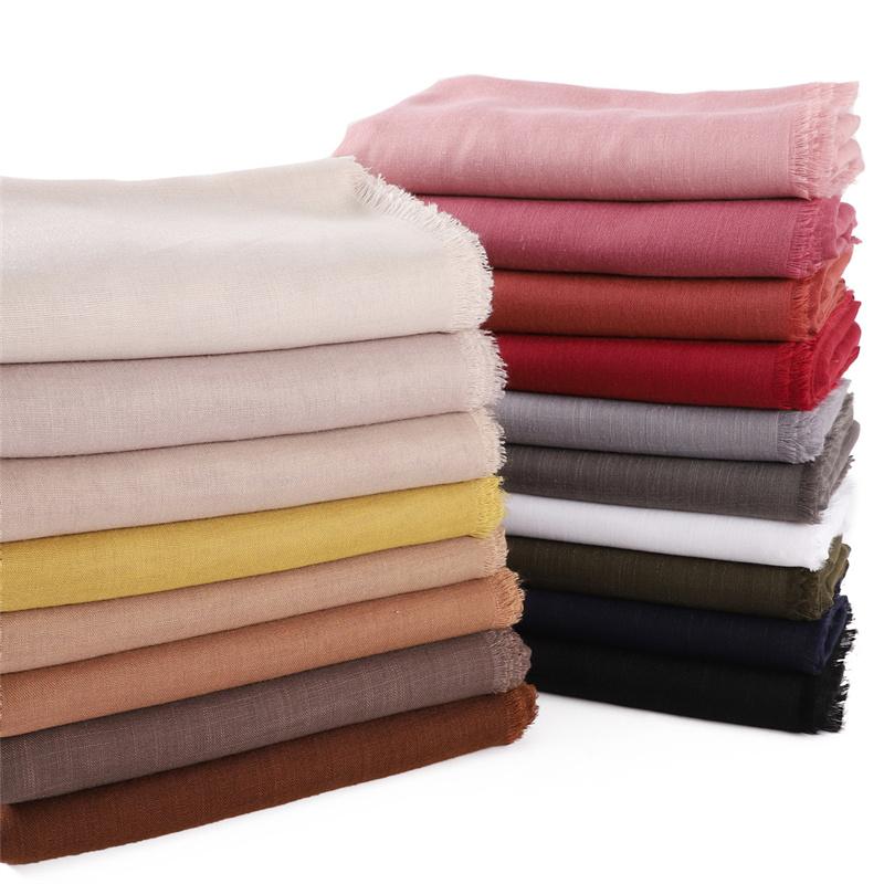New Fashion Women Ramadan Muslim Hijab Cotton and Linen Soft Autumn and Winter Solid Color Islam Scarf Headscarf Shawl