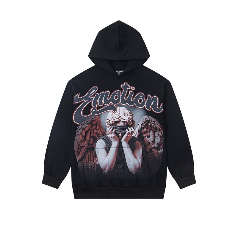 Cross-border trendy brand MIXED & EMOTION ironed diamond letter pattern pullover hooded sweater men's and women's cardigan jacket