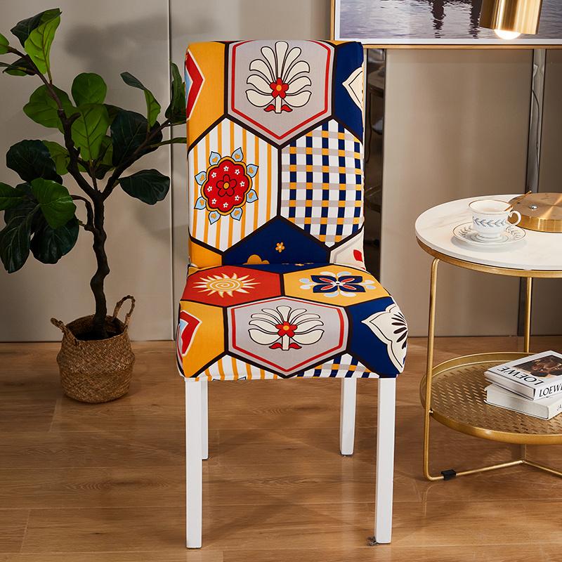 1Pc Printed Chair Cover Washable Big Elastic Kitchen Chair Covers Stretch Seat Slipcovers For Dining Room Wedding Banquet Home