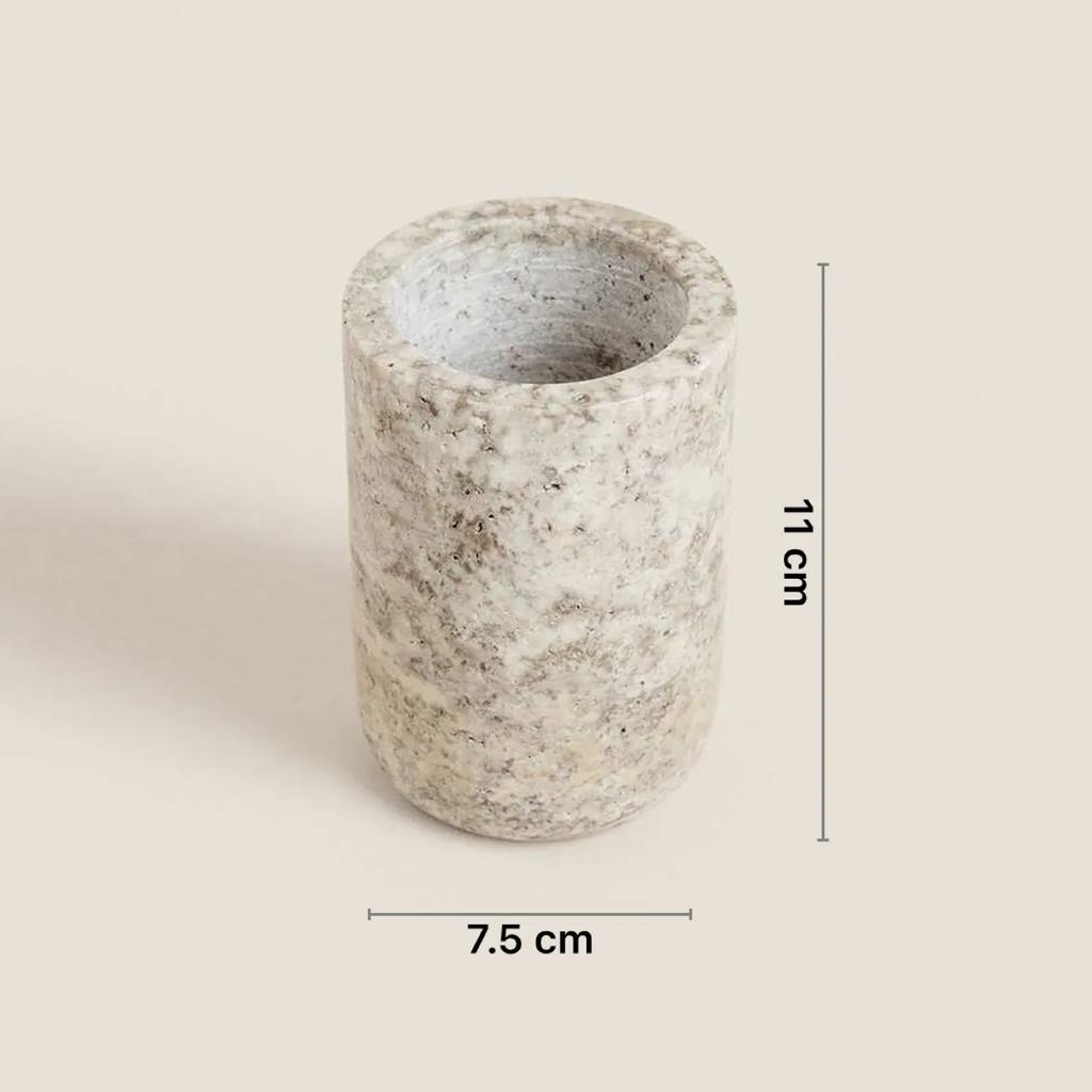 Natural Bathroom Natural Marble Set Gray Travertine Soap Bottle Toothbrush Holder Stone Home Decoration