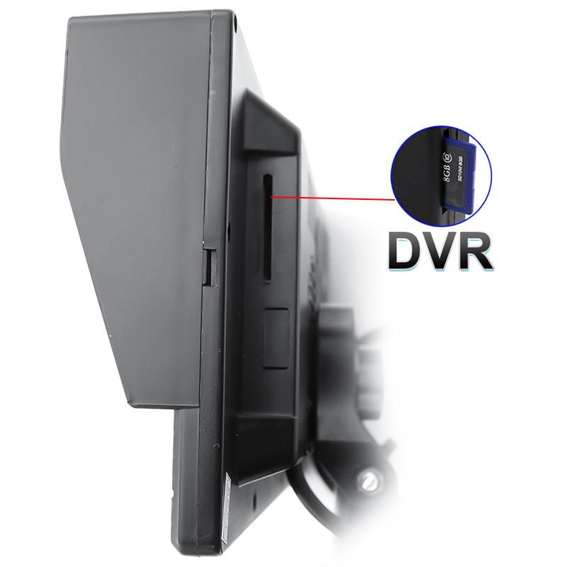 GreenYi AHD Recording DVR 7 Inch Car Monitor with 1920*1080P Vehicle Rear View Camera for Truck Bus Support SD Card