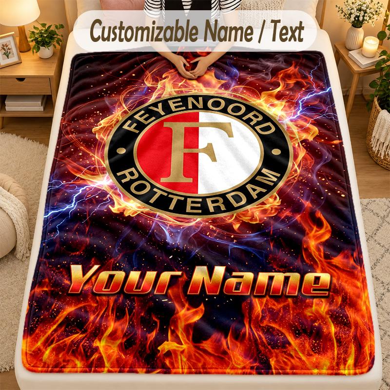 Flanel BattaniyeFeyenoord Özel İsim Yazısı Kişiselleştirilmiş Yumuşak Sıcak Atkı Battaniye Ev Dekorasyonu Hediye