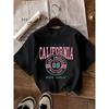 California Los Angeles 89 Graphic Women'S T-Shirt Crew Neck, Short Sleeve, Regular Length, Letter Print Top for All Seasons