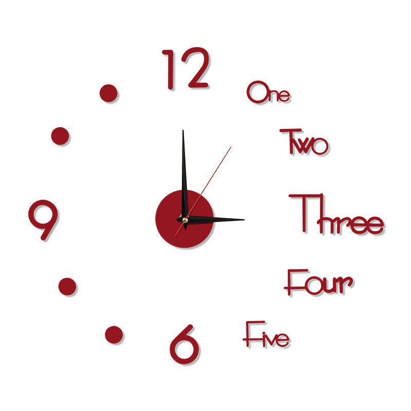 

Бесшумные настенные часы «Сделай сам», Креативные часы для украшения спальни, Акриловые часы, Наклейка на стену Red 40cm