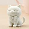 3D Printed Cute Cat Ornament, Mini Size Matte White Cat Figurine with Bow Tie, Desktop Decoration for Home Office Car, Small Gift for Cat Lovers