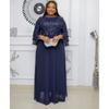 2023 Elegant Lace Chiffon Dress for African European Plus Size Women