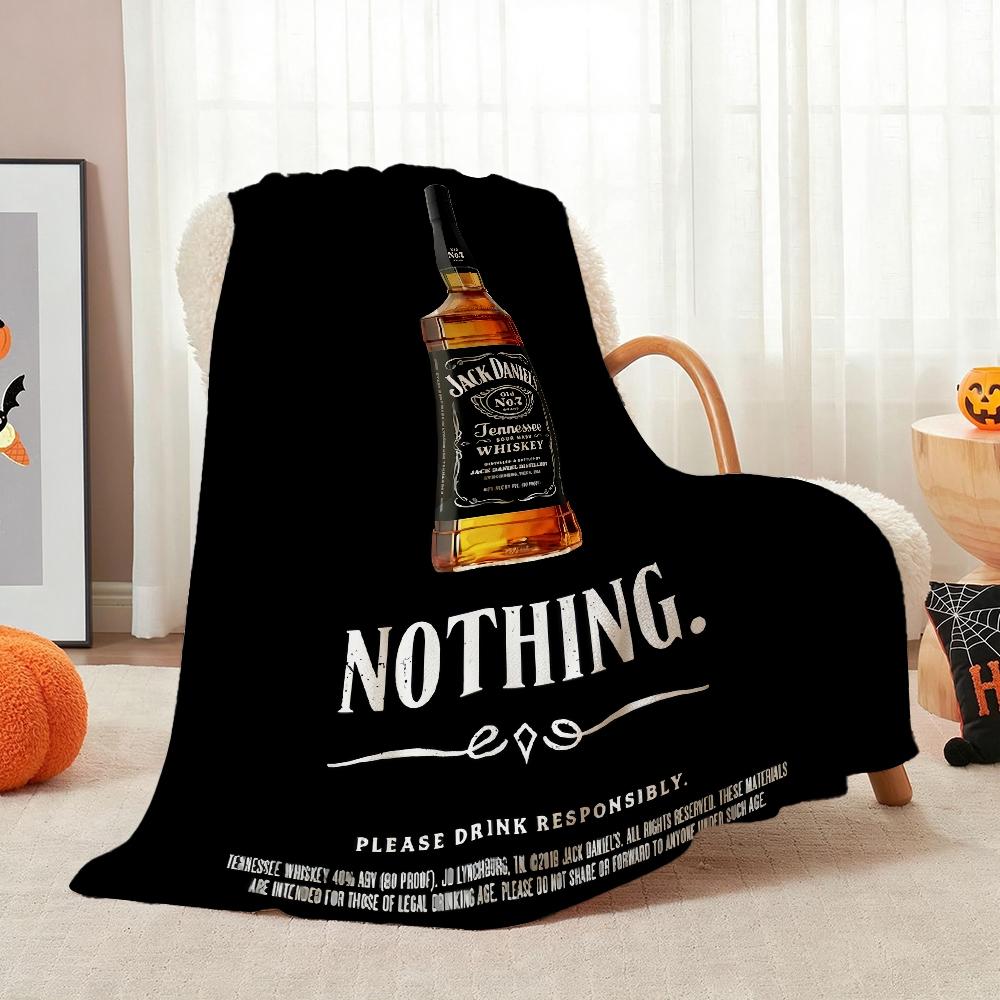Classic Jack Daniel'S Tennessee Whiskey Flannel Printed Blanket Thick Warm Throw Blanket For Living Room Kids Room Party Decor Holiday Gift