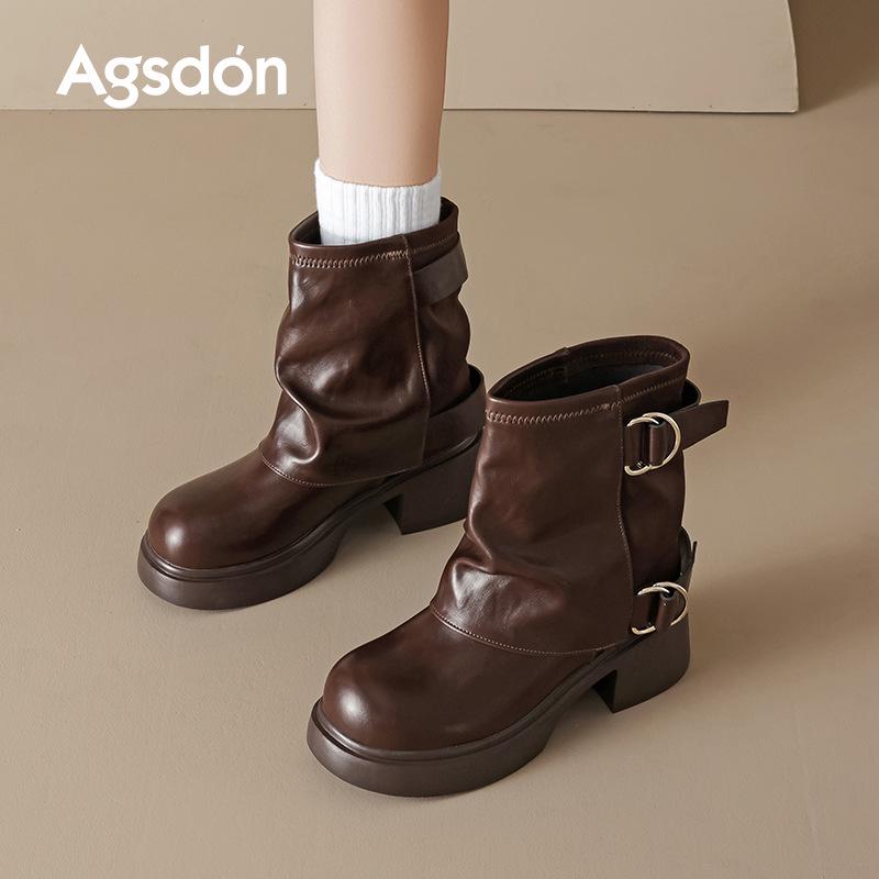 Augusden Women's Black Martin Boots 2025 - New Autumn Thick Sole Ankle Boots