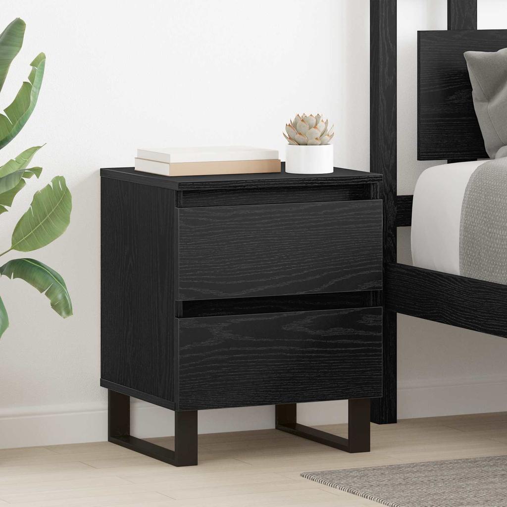 Nightstand Black Oak Look 40 x 35 x 50 cm Wood Based Panel