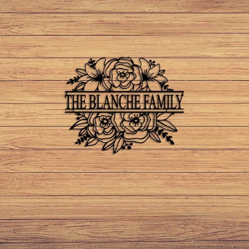 Custom Family Name Sign – Flower Garden Metal Wall Art, Personalized Monogram Plaque for Outdoor Front Entrance Decor & Wall Sculptures