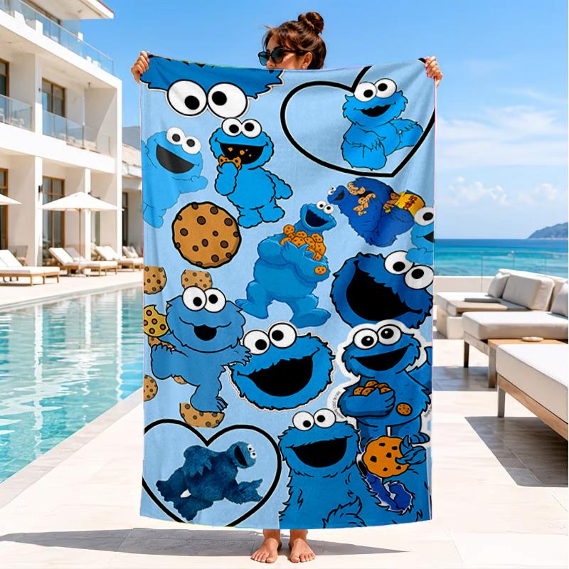 Elmo And Cookie Sesame Friends Beach Towel, Super Soft Microfiber, Perfect Gift for Her/Him, Birthday, for Pool, Beach, Travel, Decor Beach Party