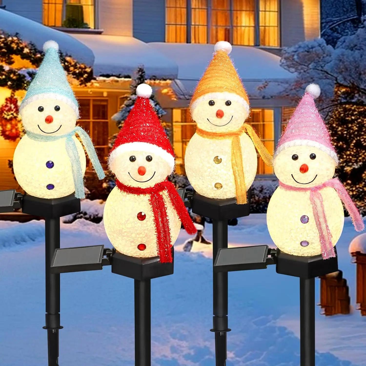 

LED Snowman Solar Garden Light Outdoor Ground Stake Light Solar Powered Xmas Pathway Lights for Christmas Lawn Yard Decoration Yellow теплый белый