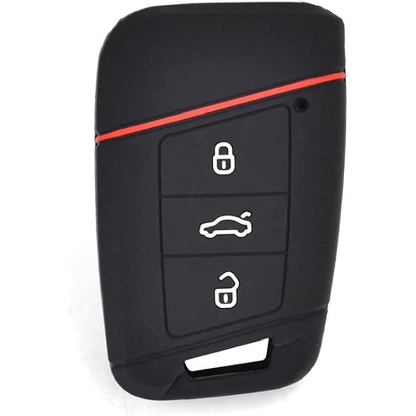 Key Fob Cover Silicone Key Case Protective Sleeve Remote Accessories Compatible with VW Volkswagen MK8 Golf 8 GTI Skoda Octavia 3 Button Car Key