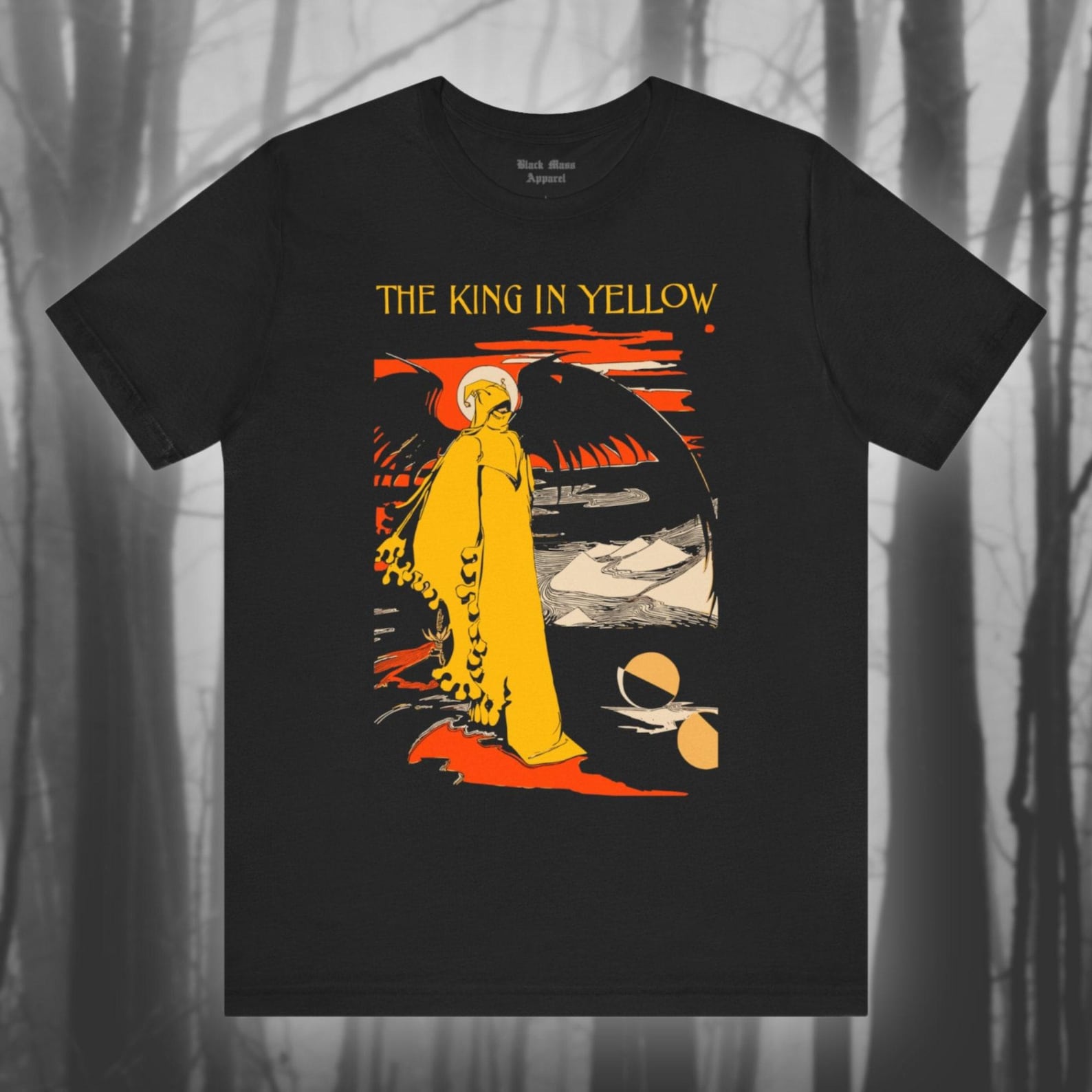 The King In Yellow I, Robert W. Chambers T-Shirt, Classic Horror Literature Tee, Gothic Novel Shirt, Lovecraft Unisex Jersey Short Sleeve S