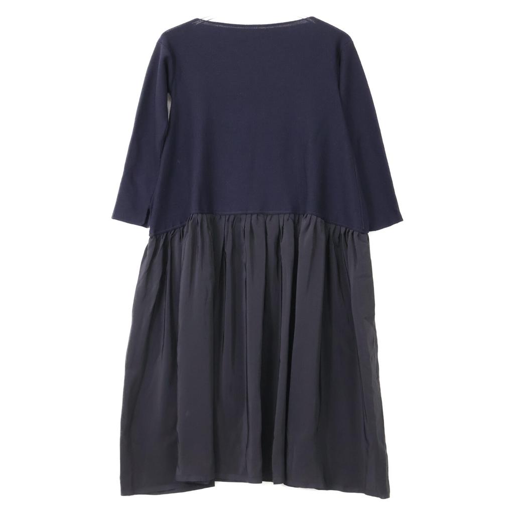 DANIELA GREGIS Navy wool silk boat neck gauze one-piece dress Not written blackUsed