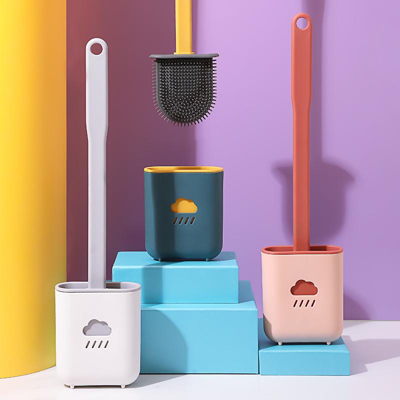 Nordic Silicone Toilet Brush with Wall-Mounted & Floor-Standing Design