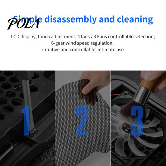 Cooling Pad Laptop with USB Ports 6 Wind Speeds Metal Mesh Fast Heat Dissipation Universal Adjustable Height Notebook Stand Central Fan Cooler