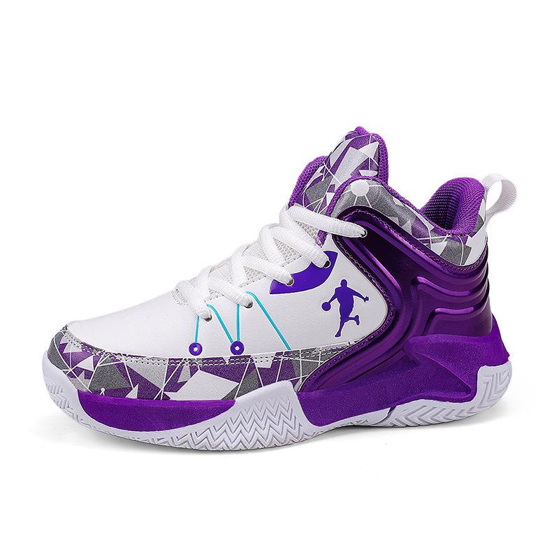 2025 New Leather Boys Shoes Spring and Autumn Breathable Children's Basketball Shoes Sports Shoes Medium Older Boys Shoes