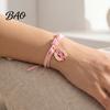 Soft Multi Strand Rope Bracelet Breast Cancer Awareness for Women, Adjustable Woven String with Heart Butterfly Alloy Pendants Ribbon Charm, Handmade