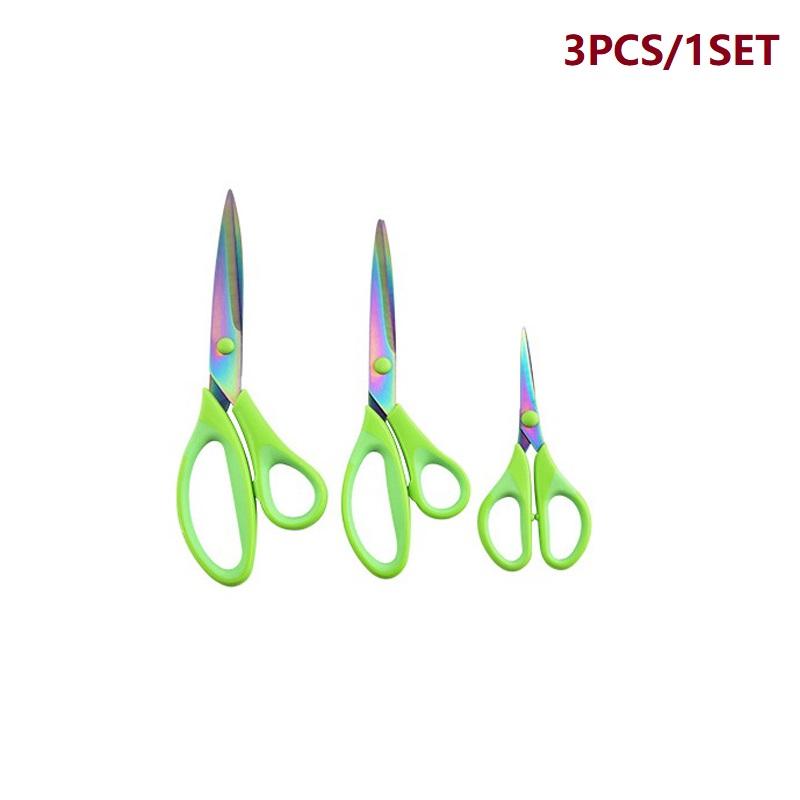 3PCS Colorful Titanium Office Tailor Scissors Colorful Titanium Plated Hand Cutting Household Sewing Scissor Set