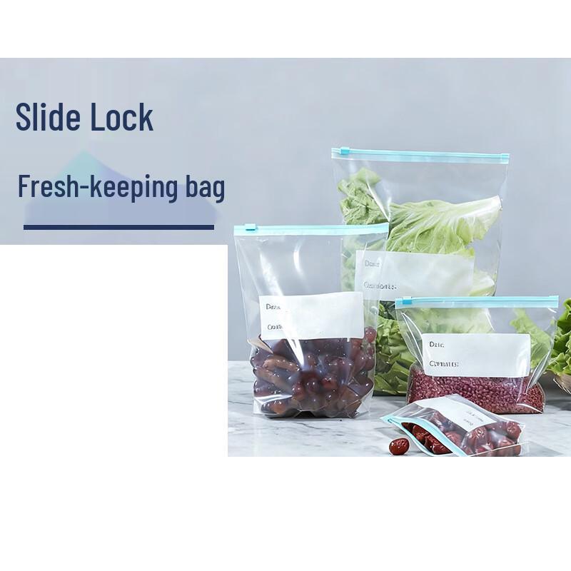 ZISIZ Double-Ribbed Self-Sealing Food Storage Bags
