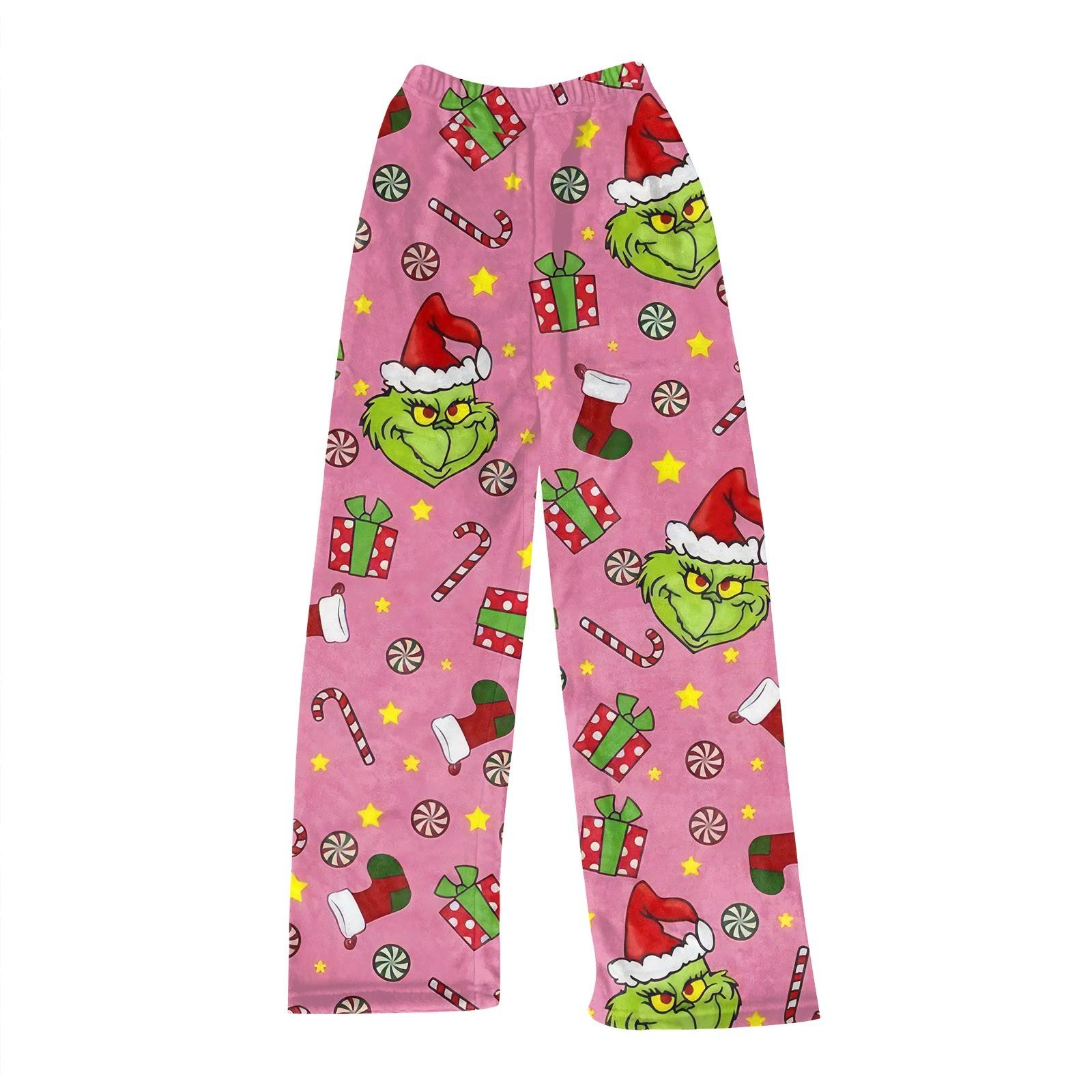 

Детские штаны с рождественским принтом, плюшевые повседневные штаны 140 розовый