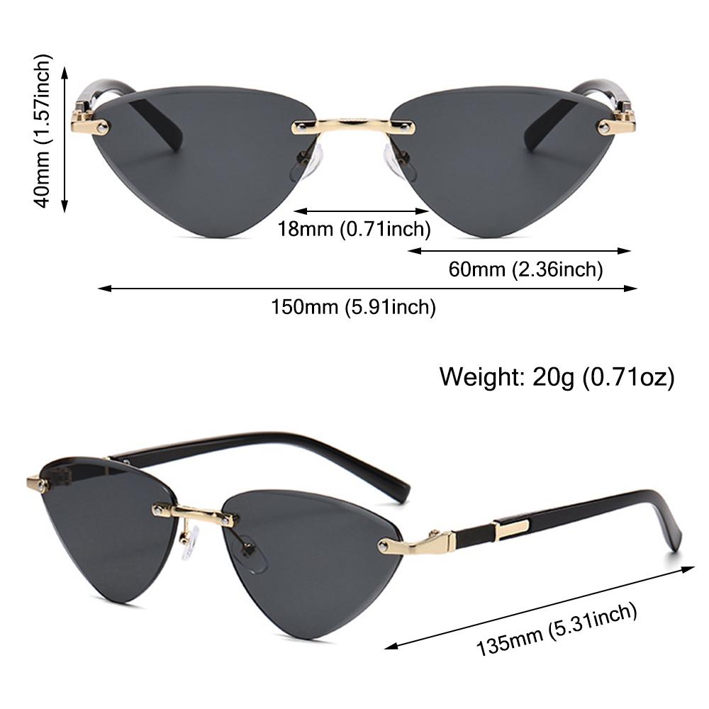 Unisex Triangular Unique Temples Shades For Women Men Cat Eye Sunglasses Cut-Edge Punk Hip-Hop Sun Glasses UV400 Protection