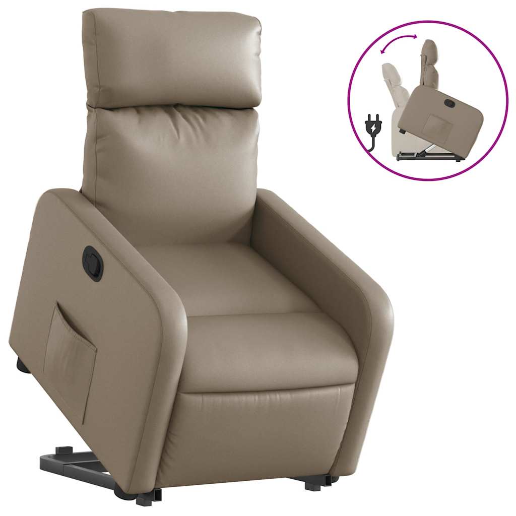 Recliner with Rising Function Cappuccino Brown Artificial Leather