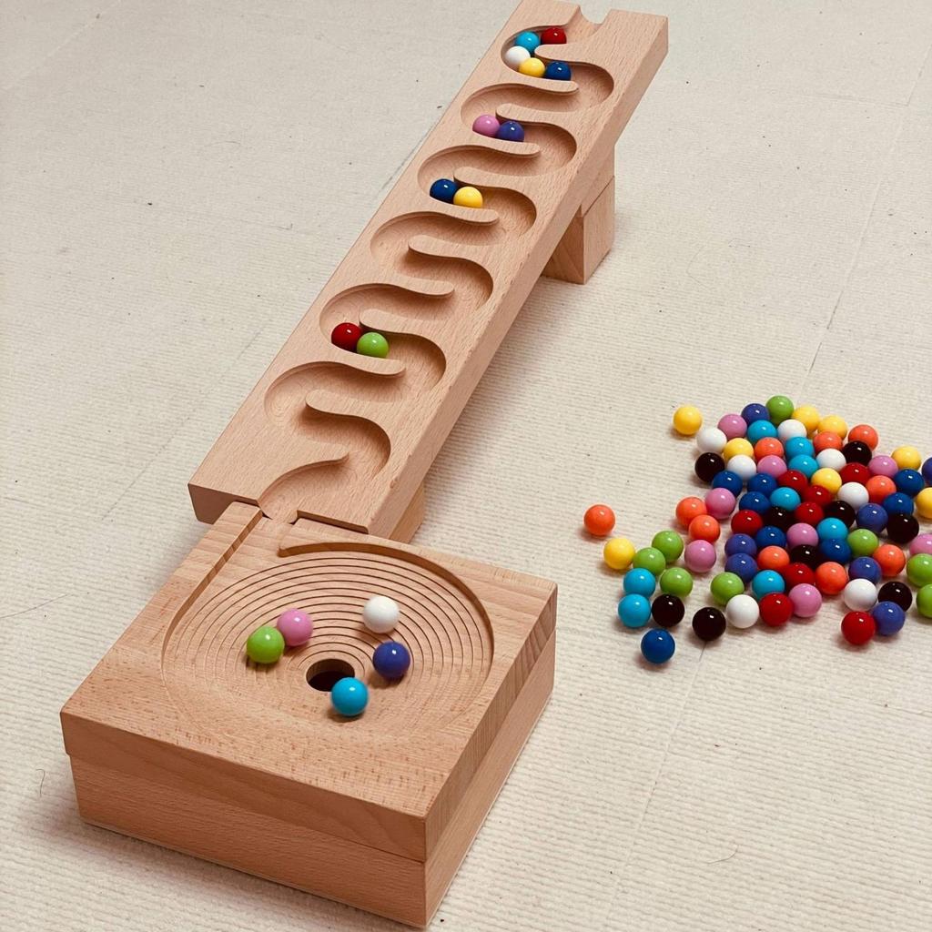 Marble Run with Wooden Blocks Educational Set for Preschoolers, Young Children,
