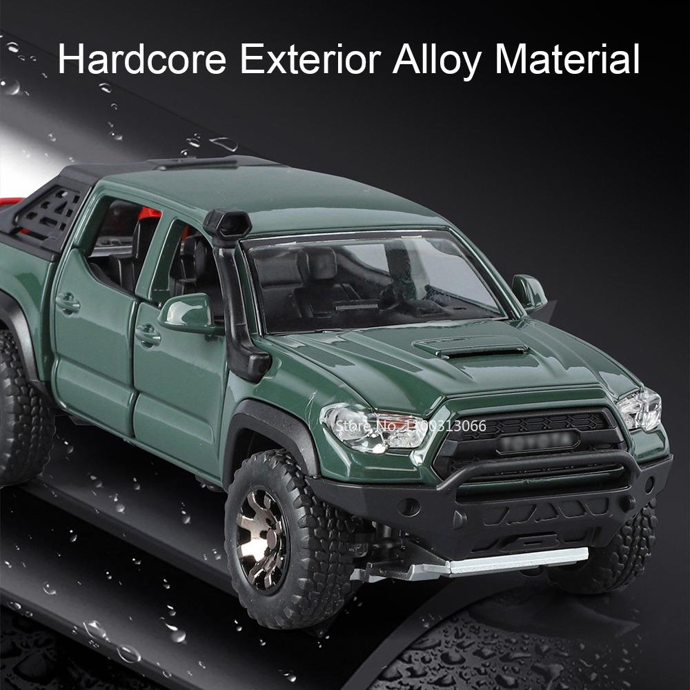 1:32 Alloy Tacoma Toys Diecast Models Cars with Light Music Pull Back Miniature Car Rubber Tires Vehicles for Kids Xmas Gifts