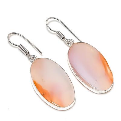 Agata Acquamarina Nevada Pietra Preziosa Gioielli in Argento Sterling 925 Orecchino 1,69"