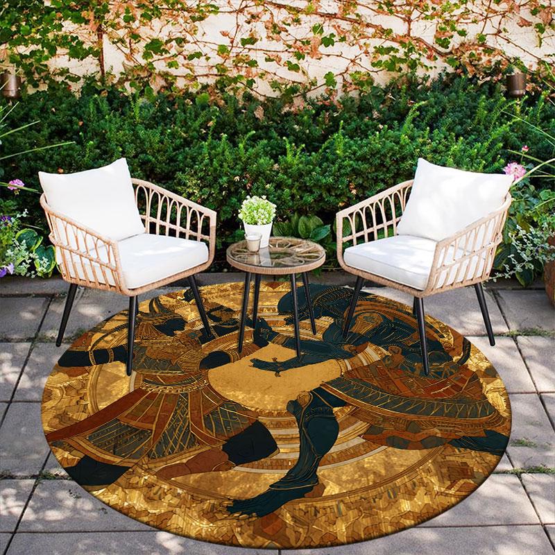 Egypt pattern round rug,Carpet Rug for Living Room Bedroom Playroom ,Non-slip Floor Mat,Holiday Gifts and Birthday Gifts.