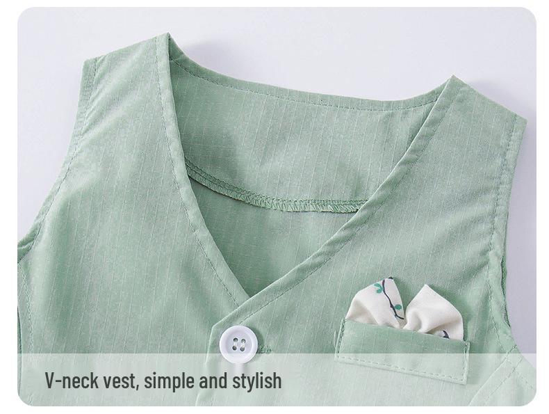 European & American Boys' Summer Three-Piece Set: T-shirt, Shorts, Vest - Children's Formal Outfit.