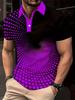 Stylish 3D Optical Illusion Polo Shirt, Short Sleeve Top
