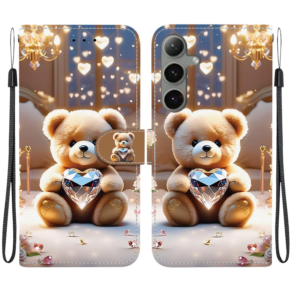 Handmade PU Leather Flip Case for Samsung Galaxy S25+/S25 Plus (SM-S936B)- Anti-Slip Shockproof Cover with Wrist Strap & Heart/Rose Cat Designs