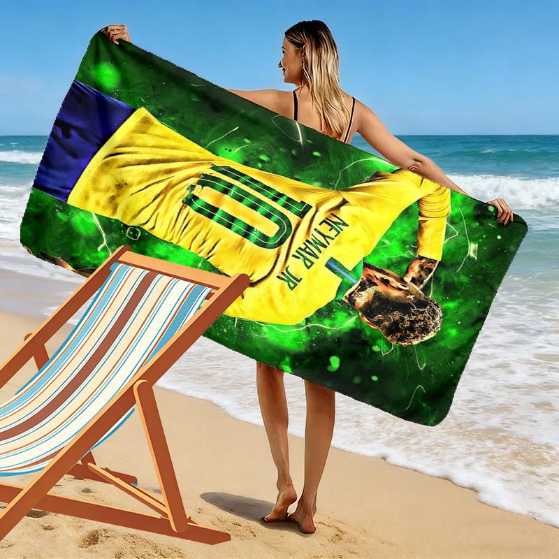 Asciugamano da Spiaggia con Stampa di Neymar, Asciugamano Grande Morbido ad Asciugatura Rapida per Spiaggia Campeggio Nuoto