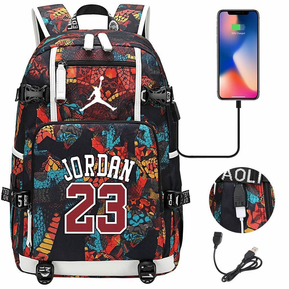 Large Capacity USB Charging Backpack for Teenage Students Boys Girls Casual Travel Basketball Collection Bookbag