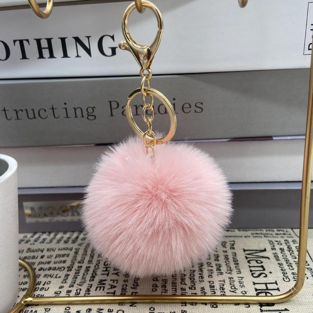 Auf Lager 8cm Kunstkaninchenfell Pompom Schlüsselanhänger - Plüschkugel Anhänger für Taschen und Kleidung