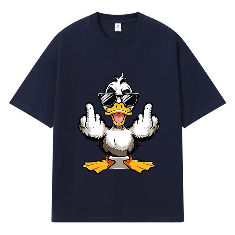 2026 Cool Duck Pattern Streetwear Y2k Harajuku Men Women Clothes 100% Cotton T Shirt Casual Oversized Summer Men T-shirt