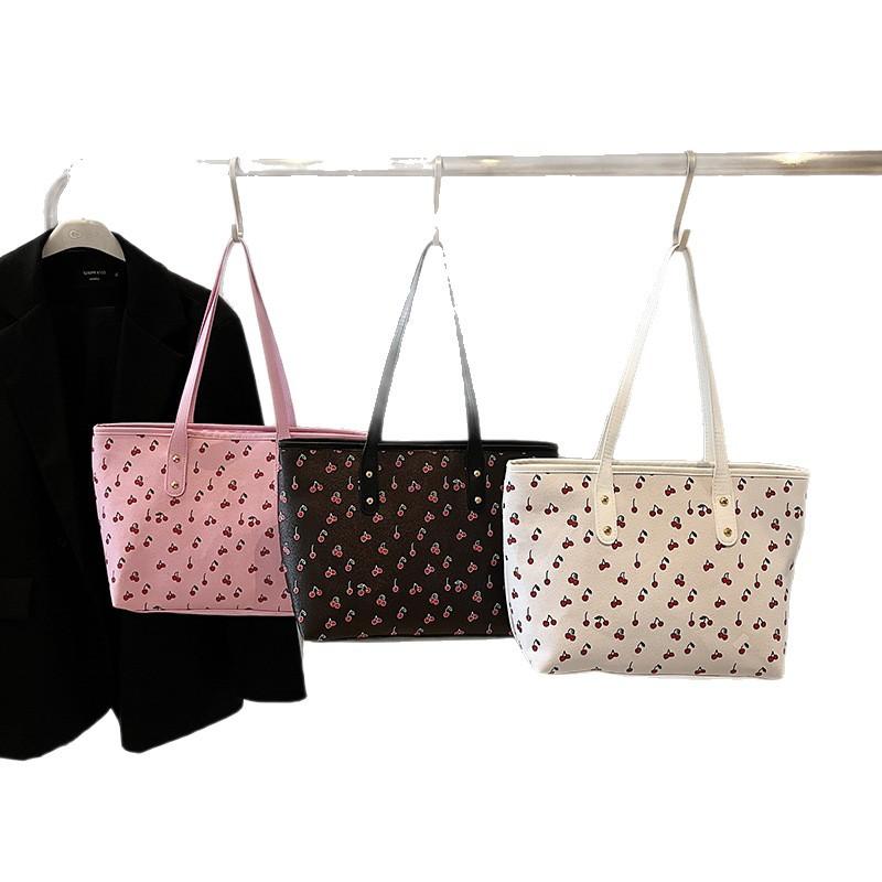 Neue Niedliche Kirschmuster Große Tasche für Damen Große Kapazität Vielseitige Schulter Handtasche Tragetasche