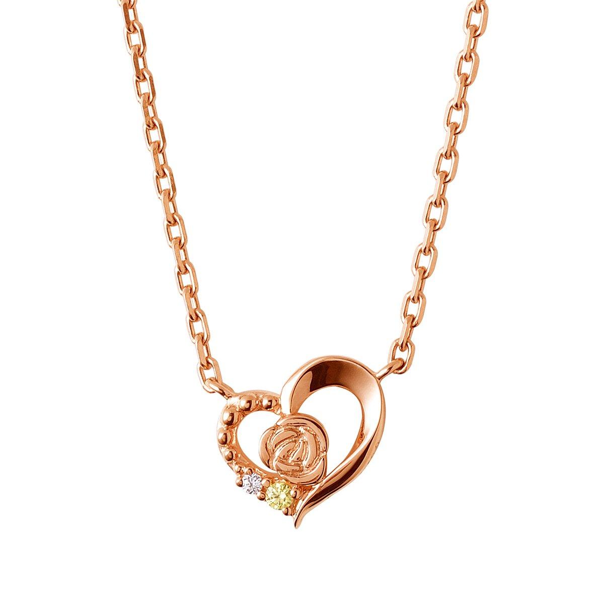 

THE KISS Beauty and the Beast Disney Princess Gold Plated Silver Necklace for Perfect for Gift Wrapping Box 40cm [Disney Collection] Belle/Pink Women,