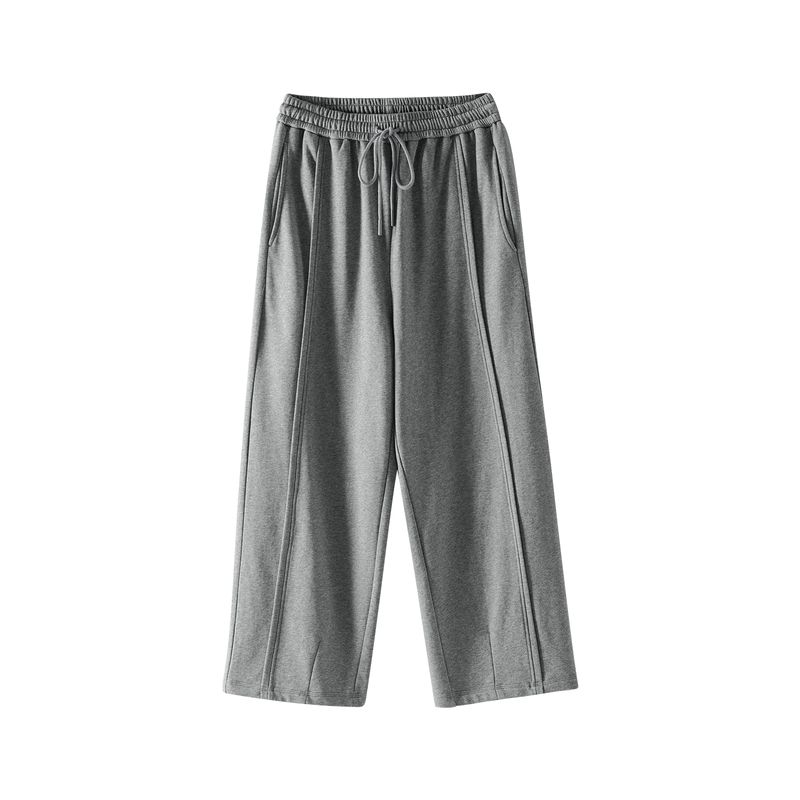 Plus size women clothing [Fashionable Walking Sweatpants] Three Pants Length Chubby Girl High Waist Straight Loose Wide Leg Casual Pants