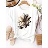 European Size Women'S Elegant Floral Print T-Shirt - Soft Stretchy Fabric, Round Neck Short Sleeve Top