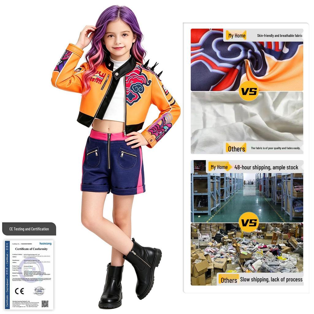 Cross-Border Demon Hunter Cosplay Rumi Costume: High-Quality Korean Wave Girl Group Stage Outfit